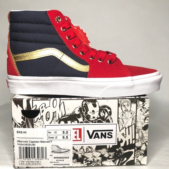 VANS SK8-Hi Marvel Captain Marvel Hi Top Shoes - Picture 2 of 8